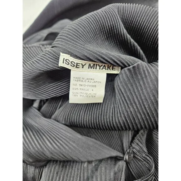 VTG Issey Miyake Black Pleated Maxi Dress Size 4 Attached Jacket Sleeves - Picture 14 of 15